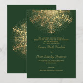 金ゴールド雪エレガント雪 招待状 (正面/裏面)