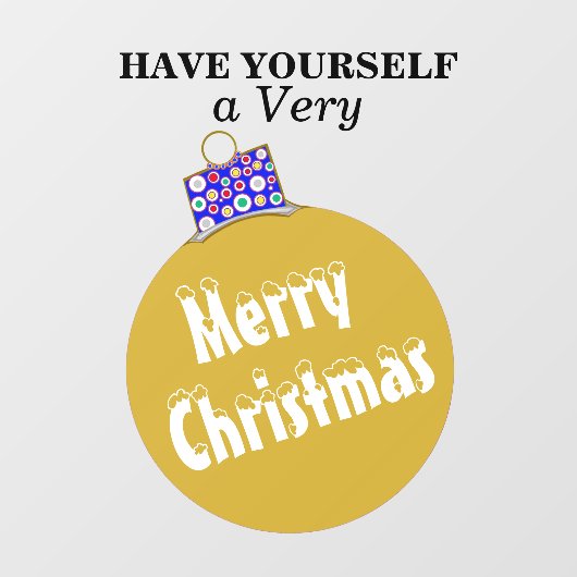 金ゴールド雪キャップオーナメントボールメリークリスマス ウィンドウサイン (シート)