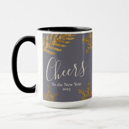 金ゴールド雪フレーク応援の新年の紫 マグカップ