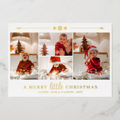 金ゴールド雪メリー片リトルクリスマス4枚 箔シーズンカード (正面)