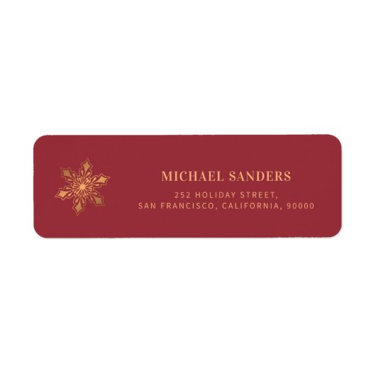 金ゴールド雪モダン片クリスマス差出人住所 ラベル (正面)
