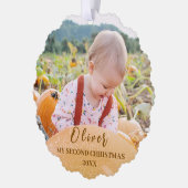 金ゴールド雪姫ベビー第2のクリスマスフォト オーナメントカード (左)