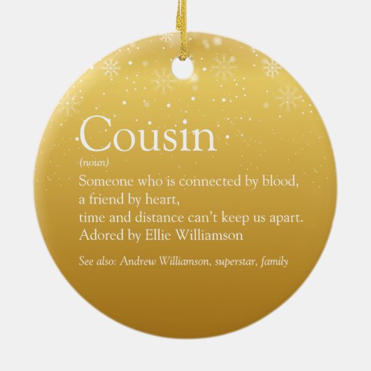 金ゴールド雪片いとこ定義休日 セラミックオーナメント (裏面)