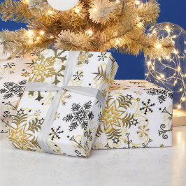 金ゴールド雪片の包み紙 ラッピングペーパー