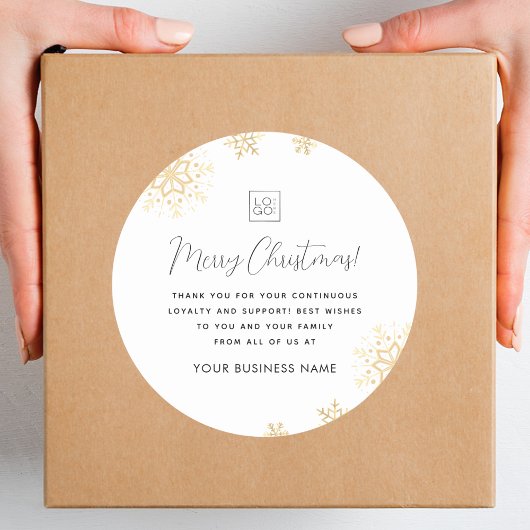 金ゴールド雪片クリスマスカスタムビジネスロゴ会社 ラウンドシール