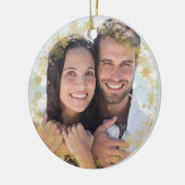 金ゴールド雪片フォトフレームクリスマス セラミックオーナメント (左)