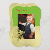 金ゴールド雪片写真テンプレート 招待状 (正面/裏面)