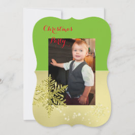 金ゴールド雪片写真テンプレート 招待状