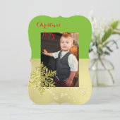 金ゴールド雪片写真テンプレート 招待状 (スタンド正面)