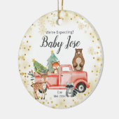 金ゴールド雪片動物用トラック親を待つ セラミックオーナメント (左)