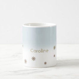 金ゴールド雪片名前をカスタムするクリスマスプレゼント コーヒーマグカップ