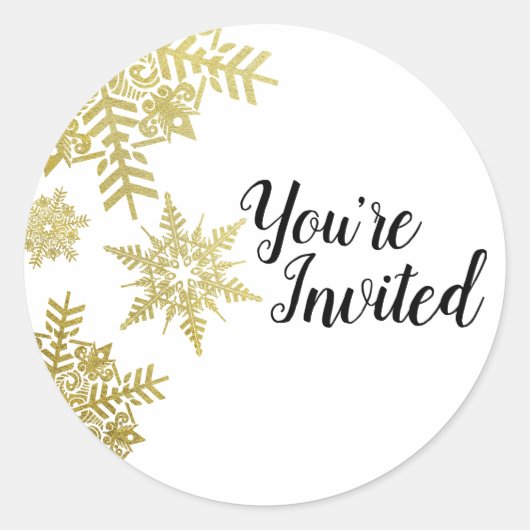 金ゴールド雪片封筒用シール ラウンドシール (正面)