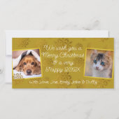 金ゴールド雪片2枚の写真水平 シーズンカード (正面)