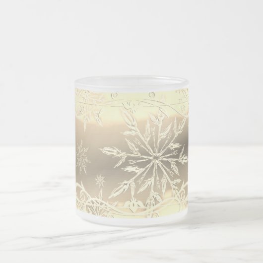 金ゴールド雪片 フロストグラスマグカップ (中央)