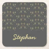 金ゴールド雪 スクエアペーパーコースター (正面)