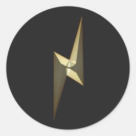 金ゴールド雷稲妻黒モダンおもしろいクール ラウンドシール