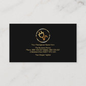 金ゴールド電ストライプ源プラグロゴ電気技師 名刺 (裏面)