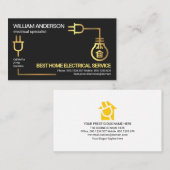 金ゴールド電フェイク気回路配線電気技師 名刺 (正面/裏面)