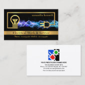 金ゴールド電気回路ブルー稲妻 名刺 (正面/裏面)