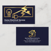 金ゴールド電気回路電力フレーム 名刺 (正面/裏面)