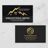 金ゴールド電気稲妻ホームシルエット 名刺 (正面/裏面)