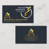 金ゴールド電気稲妻銀メーターゲージ  名刺 (正面/裏面)