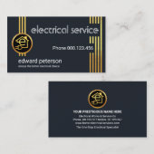 金ゴールド電気配線電気技師 名刺 (正面/裏面)