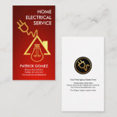 金ゴールド電源プラグホームバルブ電気技師 名刺 (正面/裏面)