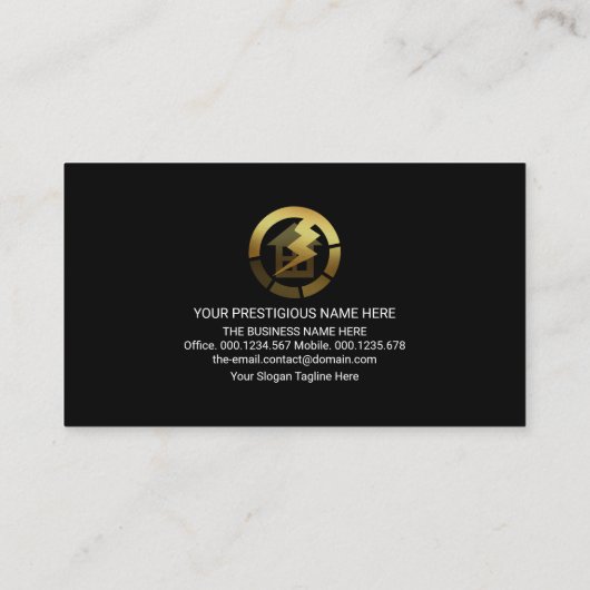 金ゴールド電源プラグ配線稲妻ストライク 名刺 (裏面)