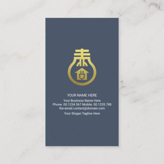 金ゴールド電球電気稲妻 名刺 (裏面)