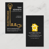 金ゴールド電線バルブ電源プラグ電気技師 名刺 (正面/裏面)