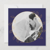 金ゴールド青あじさい結婚第1回記念撮影 招待状 (裏面)