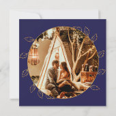 金ゴールド青あじさい20th結婚の写真記念日 招待状 (裏面)