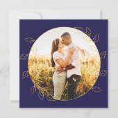 金ゴールド青あじさい25th結婚の写真記念日 招待状 (裏面)