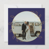 金ゴールド青あじさい30th結婚の写真記念日 招待状 (裏面)