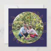 金ゴールド青あじさい60th結婚の写真記念日 招待状 (裏面)