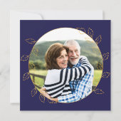 金ゴールド青あじさい65th結婚の写真記念日 招待状 (裏面)