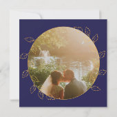 金ゴールド青あじさい70th結婚の写真記念日 招待状 (裏面)