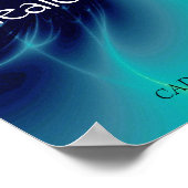 金ゴールド青い波のCADUCEUSと7チャクラ ポスター (角)