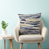 金ゴールド青と白の抽象芸術ストライプ クッション (椅子)