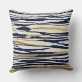 金ゴールド青と白の抽象芸術ストライプ クッション (裏面)