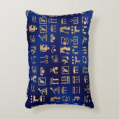 金ゴールド青のエジプトの象形文字 アクセントクッション (正面(垂直))