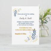 金ゴールド青の枝の結婚式招待状 招待状 (スタンド正面)