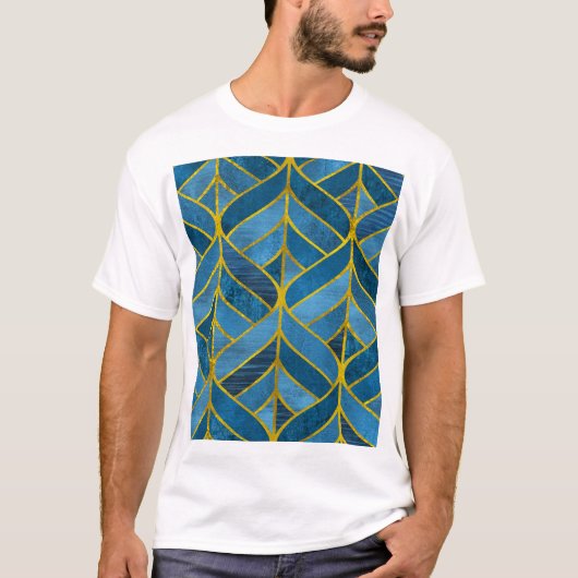 金ゴールド青パタグランジーン Tシャツ (正面)