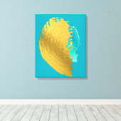 金ゴールド青モダン引き伸ばしキャンバス印刷 キャンバスプリント (インサイチュ (ウッドフロア))