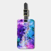 金ゴールド青紫水彩 ラゲッジタグ (正面縦)