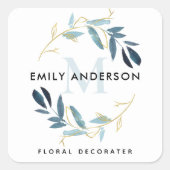 金ゴールド青葉リースプロフェッショナルモノグラム スクエアシール (正面)