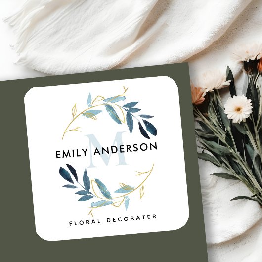 金ゴールド青葉リースプロフェッショナルモノグラム スクエアシール