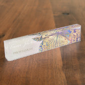 金ゴールド青蝶パターン デスクネームプレート (側面)