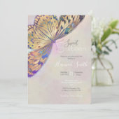 金ゴールド青蝶パターン 招待状 (スタンド正面)
